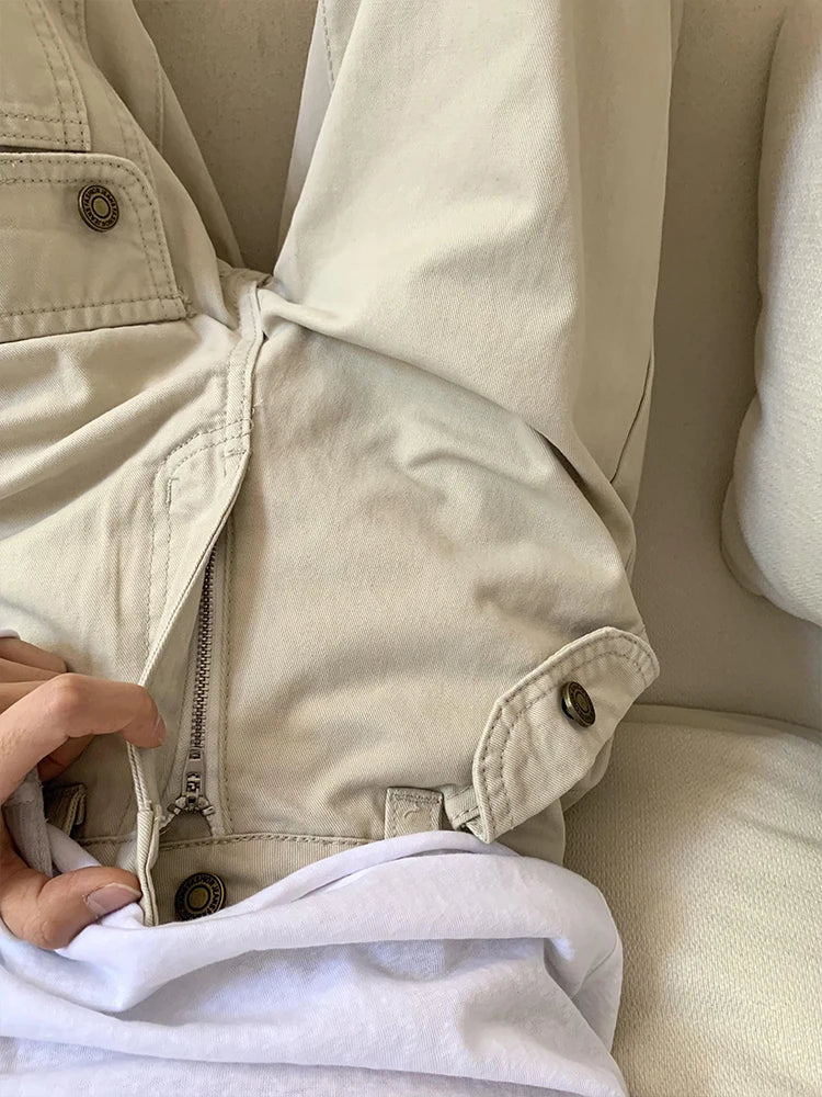 Cyflymder  American Design Loose Women's Jeans Wide Leg Pants High Waist Cargo Denim TAs Summer Thin MicroFlared Utili Dungarees