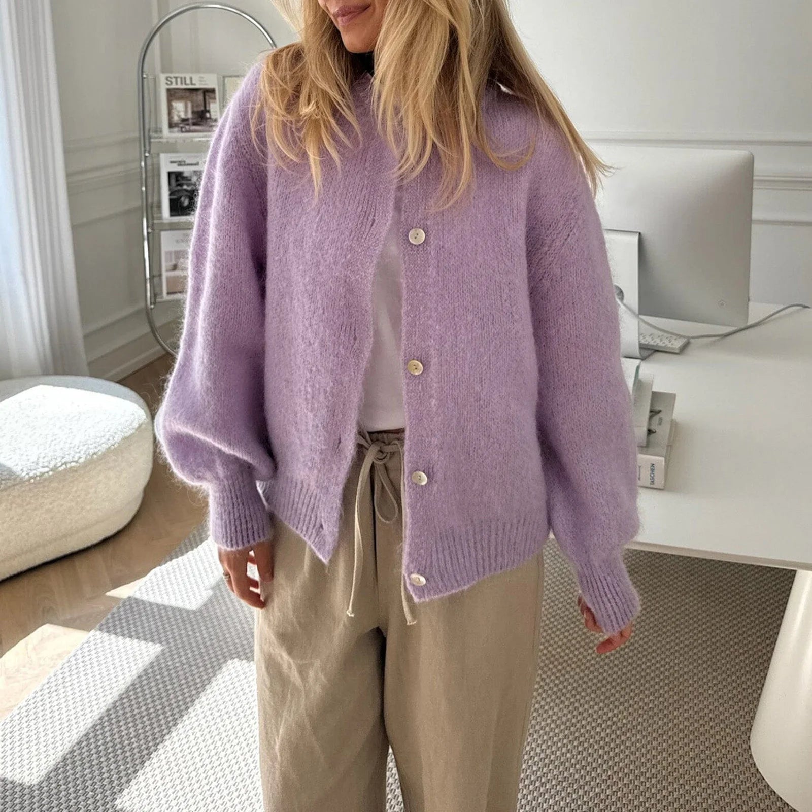 Cyflymder  Y2K Streetwear Solid Color Soft Knitted Sweater Tops Outerwear Women Casual Basic Cardigans Front Button Up Long Sleeve Knitwear