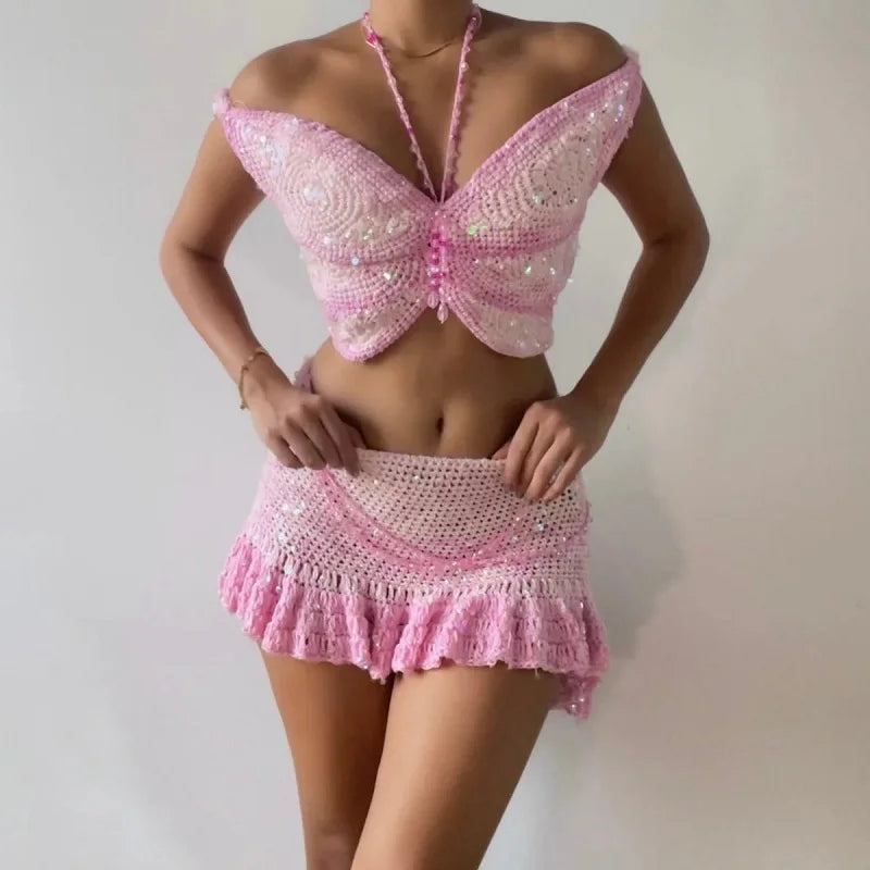 Cyflymder  Summer V-neck Hollow Out Crochet Vest Casual Women's Slim Beach Vacation Camisole Tops Fashion Color Blocked Knitted Crop Tops