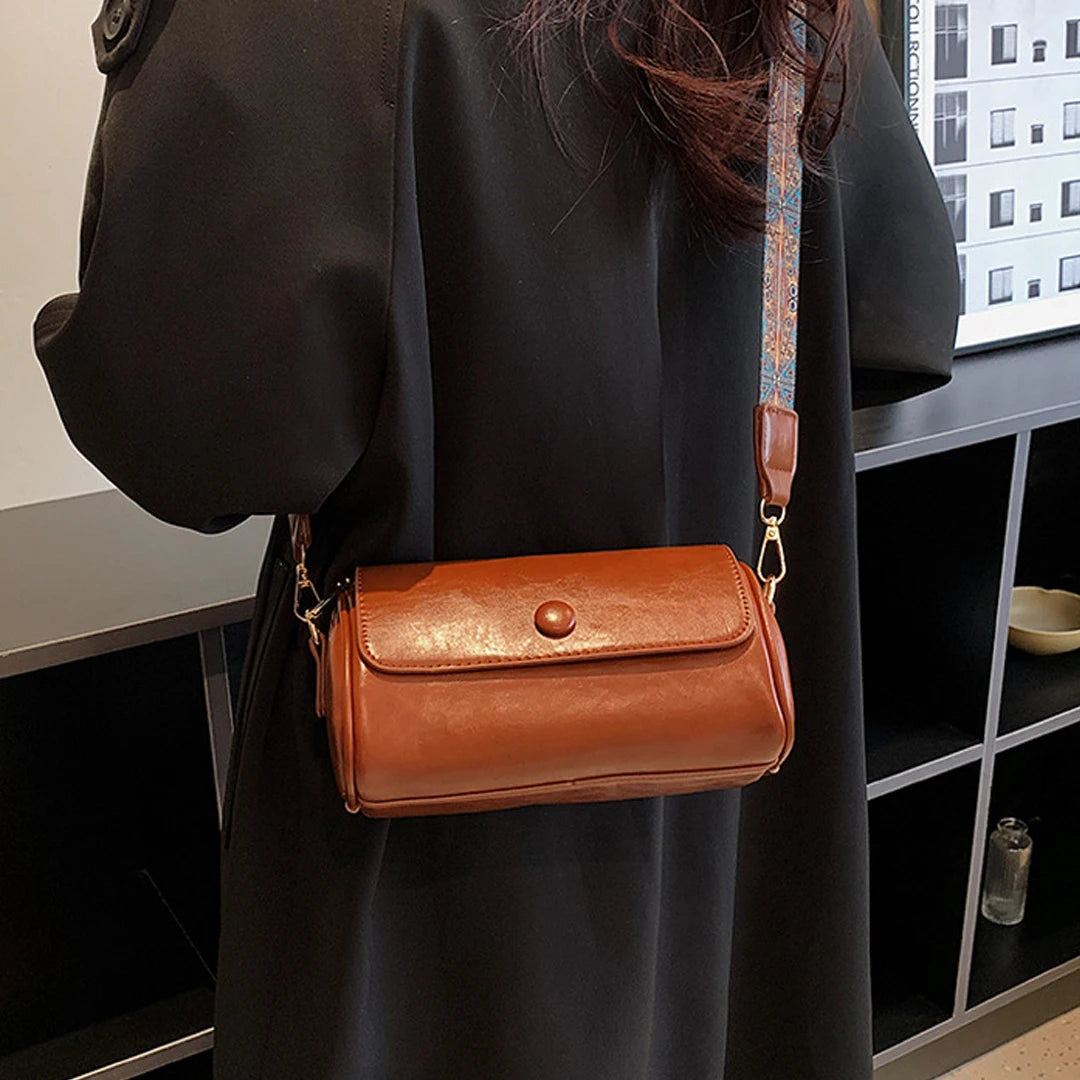 Cyflymder  floral shoulder strap cylindrical bag women's small pillow bag Bohemian style wide shoulder strap single shoulder crossbody