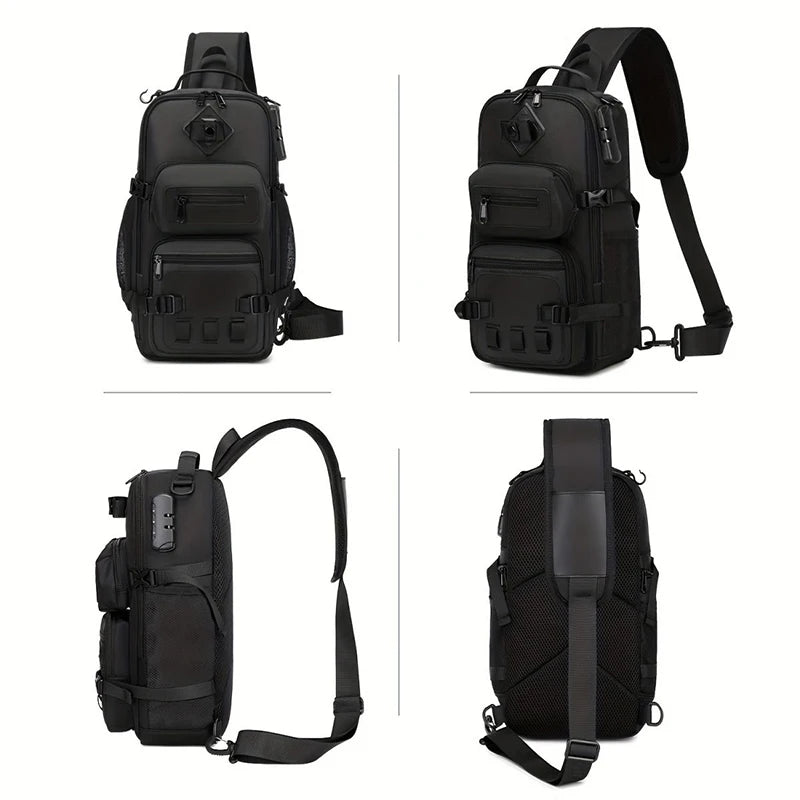 Cyflymder  Men's Tactical Chest Bag Multifunctional Sling Backpack Outdoor Hiking Climbing Trekking Rig Pouch Casual Messenger Fanny Pack