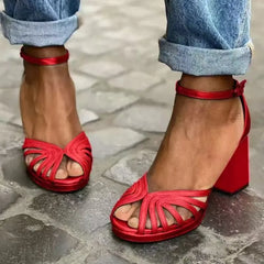 Cyflymder  Women Sandals Fish Mouth Summer Large Size 43 Women's Shoes Elegant Heel Casual Ankle Buckle High Heel Platform Sandalias