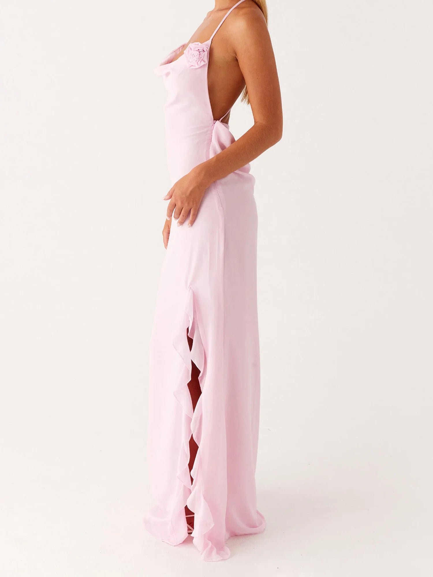 Cyflymder  Elegant Floral Print Sleeveless Maxi Dress with V-Neckline and Side Slit for Wedding Guest Evening Party Prom Beach Casual Wear