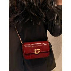 Cyflymder  Wine Red Crossbody Bag Small Women's Shoulder Bag Chain Underarm Bag Fashionable Niche Market Compact Size Stylish Design