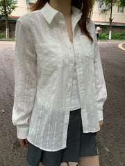 Cyflymder  Linen Cotton Collar Buttons Blouse T-shirts Women Slim Casual White Long Sleeve Tees Girls Sweet Cute Preppy Style Y2K Crop Tops