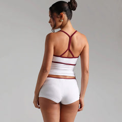 Cyflymder   Color Block Camis Shorts Set Women V-neck Patchwork Sleeveless Tank Top Hot Pants Slim Leisure Suit Streetwear Outfit