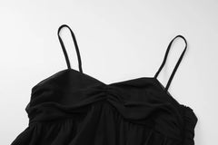 Cyflymder  Solid Camisole Chiffon Mini Dress Women Fashion Ruched Strapless Spaghetti Straps Backless A-line Holiday Party Outfits Clubwear