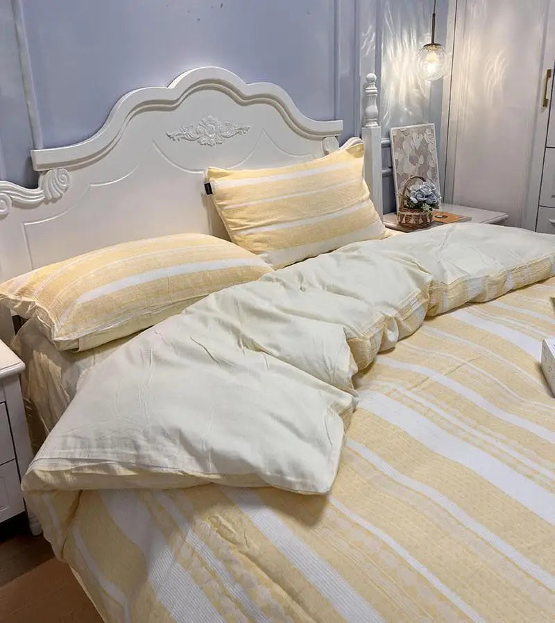Cyflymder  Class A 60S Pure Cotton Bedding Sets Jacquard Cotton Skin Friendly Comforter Set Girl Style Duvet Cover Set for Queen King Size