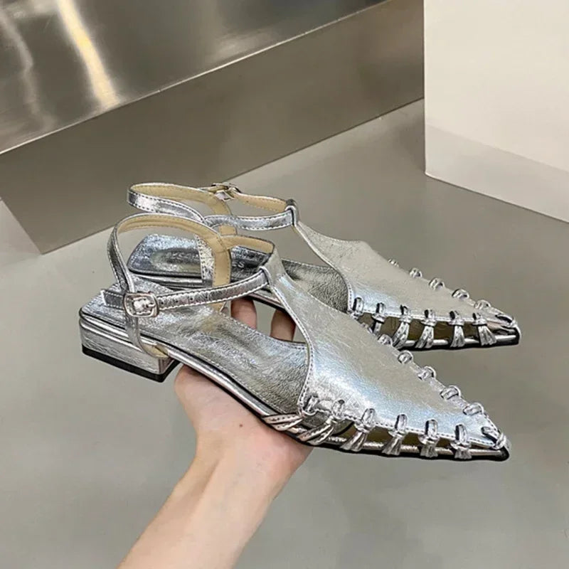 Cyflymder  Flats Pointed Toe Sandals Women Summer Casual Shoes 2025 Fashion New Slippers Designer Beach Walking Cozy Trend