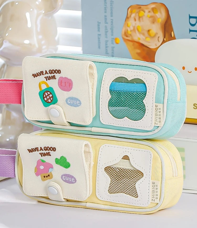 Cyflymder  New Kawaii Detachable Card Pen Organizer Large Capacity Pencil Case for School Ins Aesthetic Stationery Bag Back To School