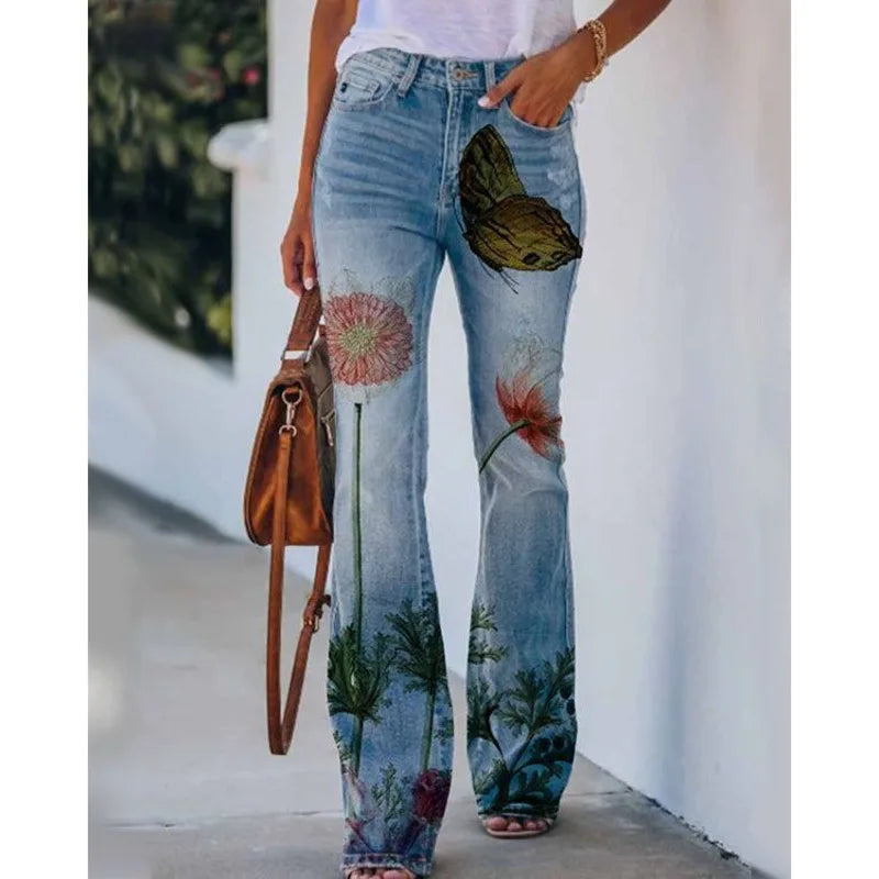 Cyflymder  New Arrival European American Plus Size Women Casual Pants Floral Print Thin Long Trousers Fashion Comfortable Loose Fit Summer