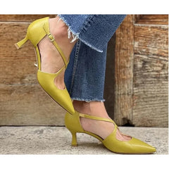 Cyflymder  New High Heels for Spring and Summer , Size 40-43 Large, Pointed Suede Cross Buckle with Hollow Sandals Womens Shoes