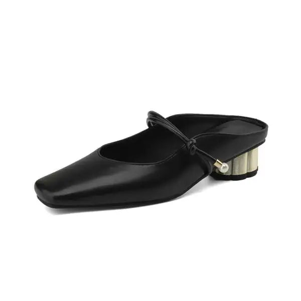 Cyflymder  Slippers Women Summer Shoes Low Slides Cover Toe Med Soft Square Rome Fabric Rubber Hoof Heels PU Shoes Woman 2025 Slippers Soft
