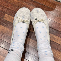 Cyflymder  Korean Style Unique Star Embroidery Bow Ballet Shoes For Women New Sweet Girlish Flat Shallow Mouth Dress Footwear