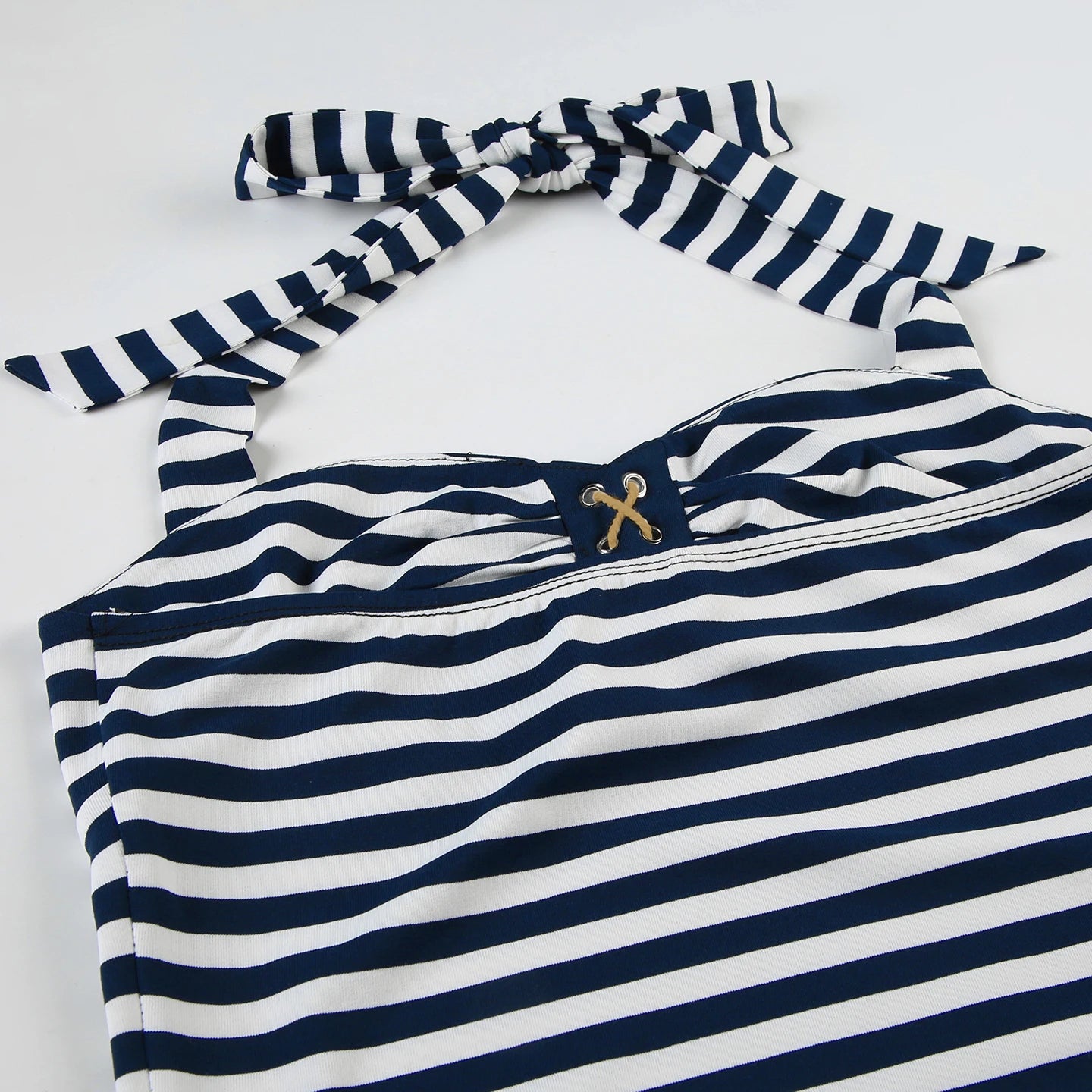 Cyflymder  Casual Striped Bandage Halter Tops Slim Backless Slash Neck Sleeveless Tank Tops Women Summer Fashion Streetwear