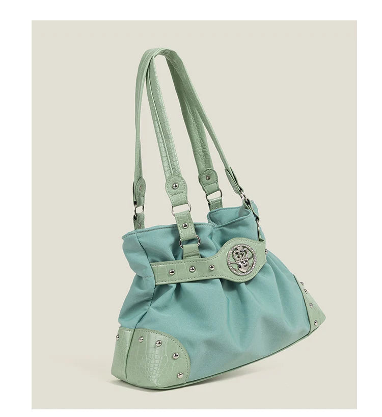 Cyflymder  Sweet Cool Green Underarm Bag Y2k Hot Girls Pu Leather  Large Capacity Shoulder Tote Bag Women Fairycore Aesthetic Handbag Chic