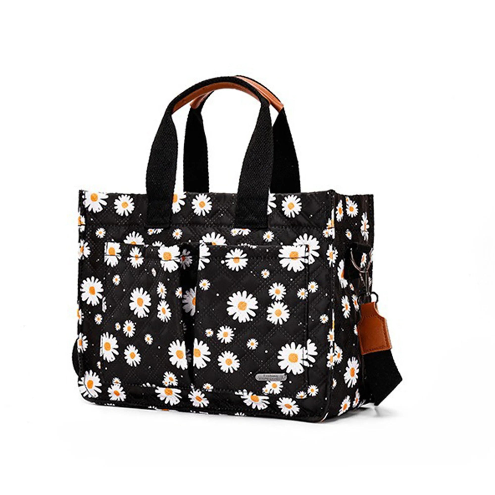 Cyflymder  Cute Floral Print Diaper Bag Tote with Shoulder Strap and Large Capacity for Mom and Baby Essentials on the Go
