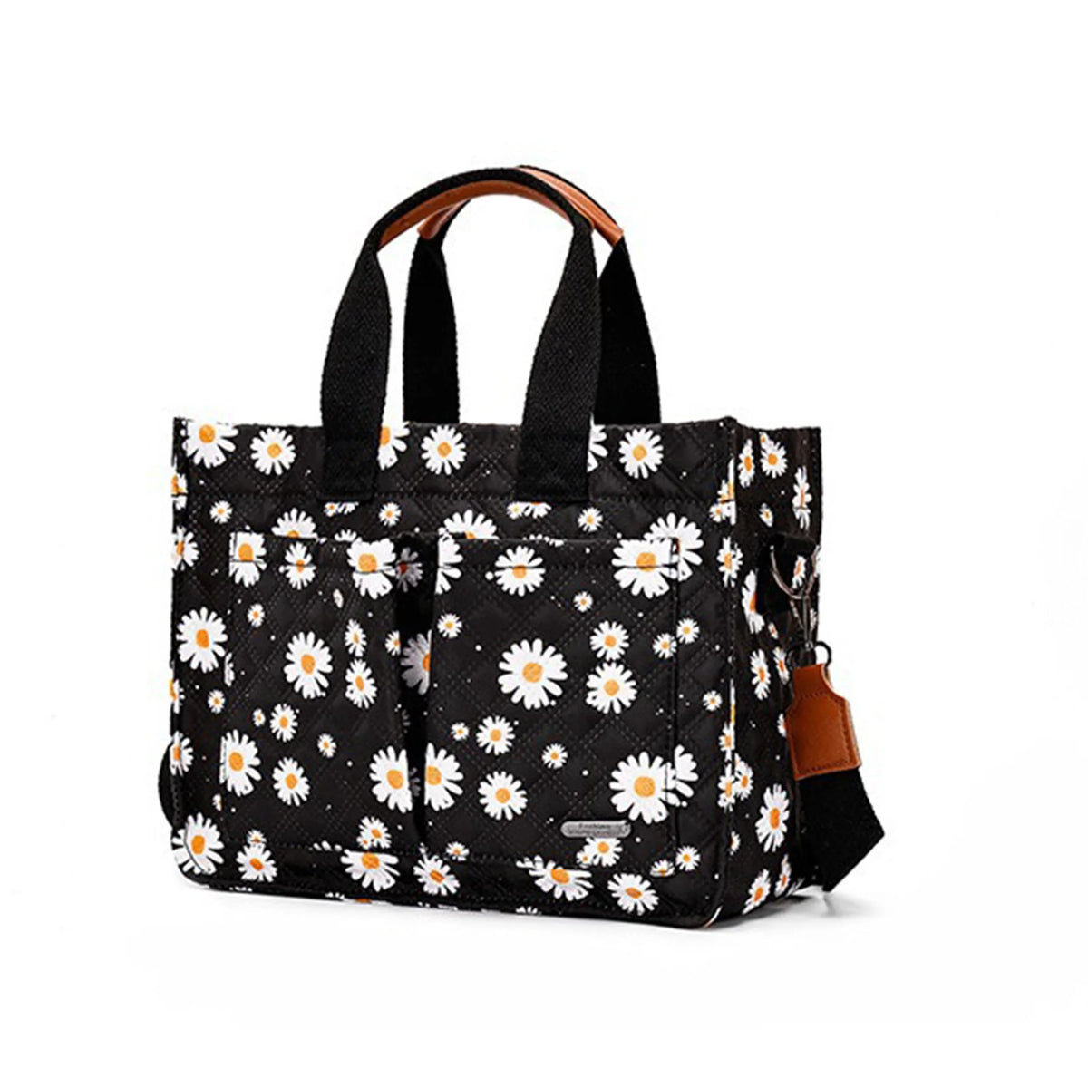 Cyflymder  Cute Floral Print Diaper Bag Tote with Shoulder Strap and Large Capacity for Mom and Baby Essentials on the Go