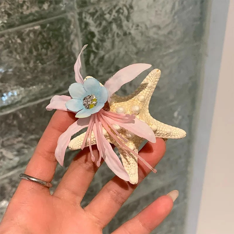 Cyflymder  New Ocean Starfish Series Hair Claw Flower Starfish Shell Hairpins Crab Hair Clips for Woman Vacation Beach Hair Accessories