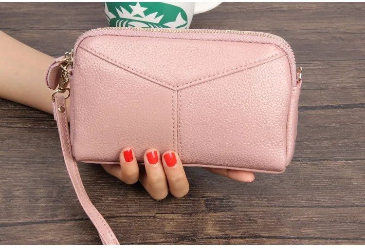 Cyflymder  Fashion Cowhide Women Long Clutch bags Genuine Leather Lady Coin Purse Female Zipper Wristlet Wallet Mobile phone bag billfold