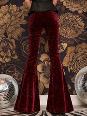 Cyflymder  Women Casual Street Slimming Velvet Trousers 2026 Sprint Elegant Shiny Long Party Pants Autumn Fashion Hight Waist Flared Pants