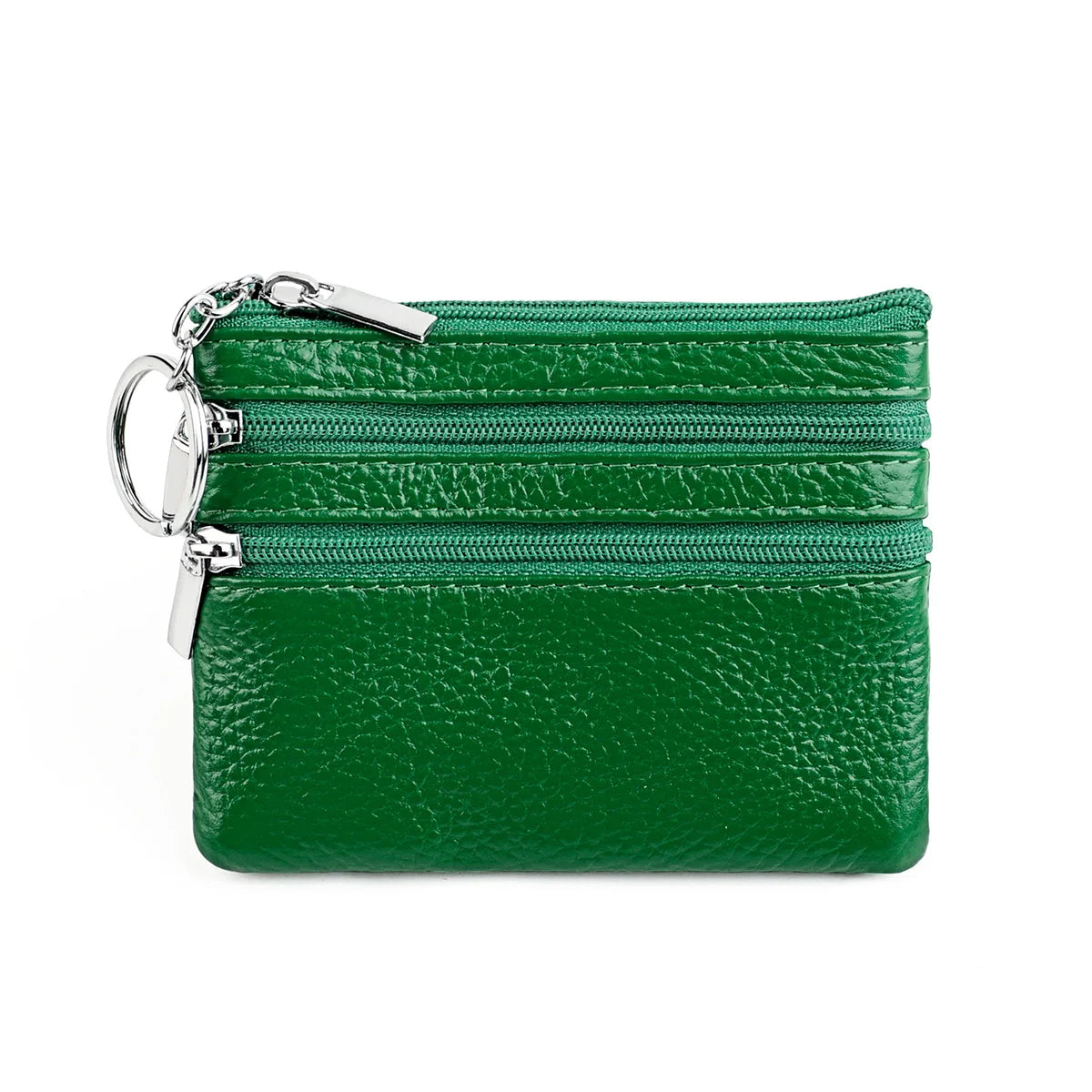 Cyflymder  Fashion Women Genuine Leather Coin Purse Small Zipper Card Holder Mini Pouch Change Wallet with Keychain