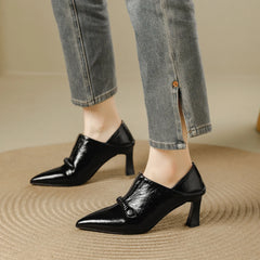 Women's Single Shoes 2025 Autumn and Winter New Versatile Comfortable Soft Leather Work Commuting High Heels
