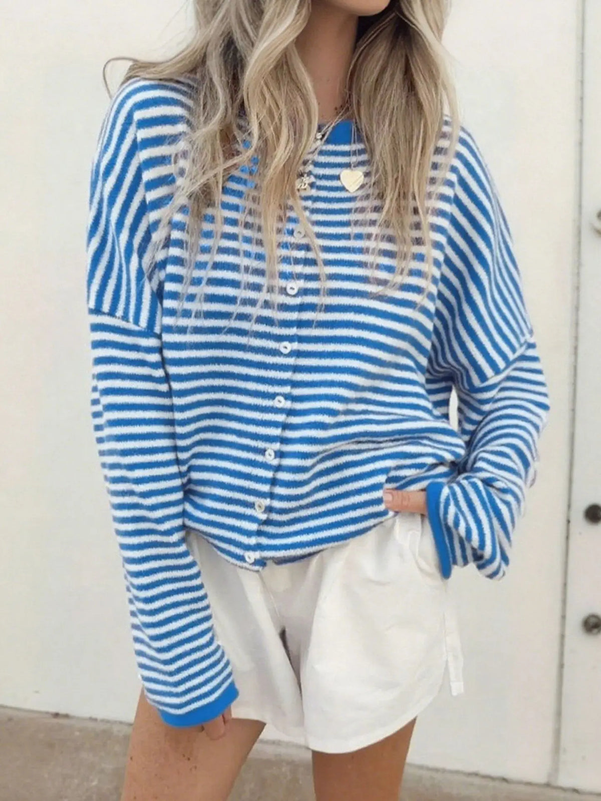 Cyflymder  Stripe Women's Cardigan O-neck Single Breasted Full Sleeve Casual Loose Female Knit Cardigan 2025 Autumn Cozy Fashion Lady Coat