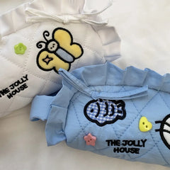Cyflymder  Korean Fashion Ruffle Pencil Case for Kids Girl Sweet Cartoon Bunny Kitten Stationery Organizer Kawaii Pen Pouch Back To School