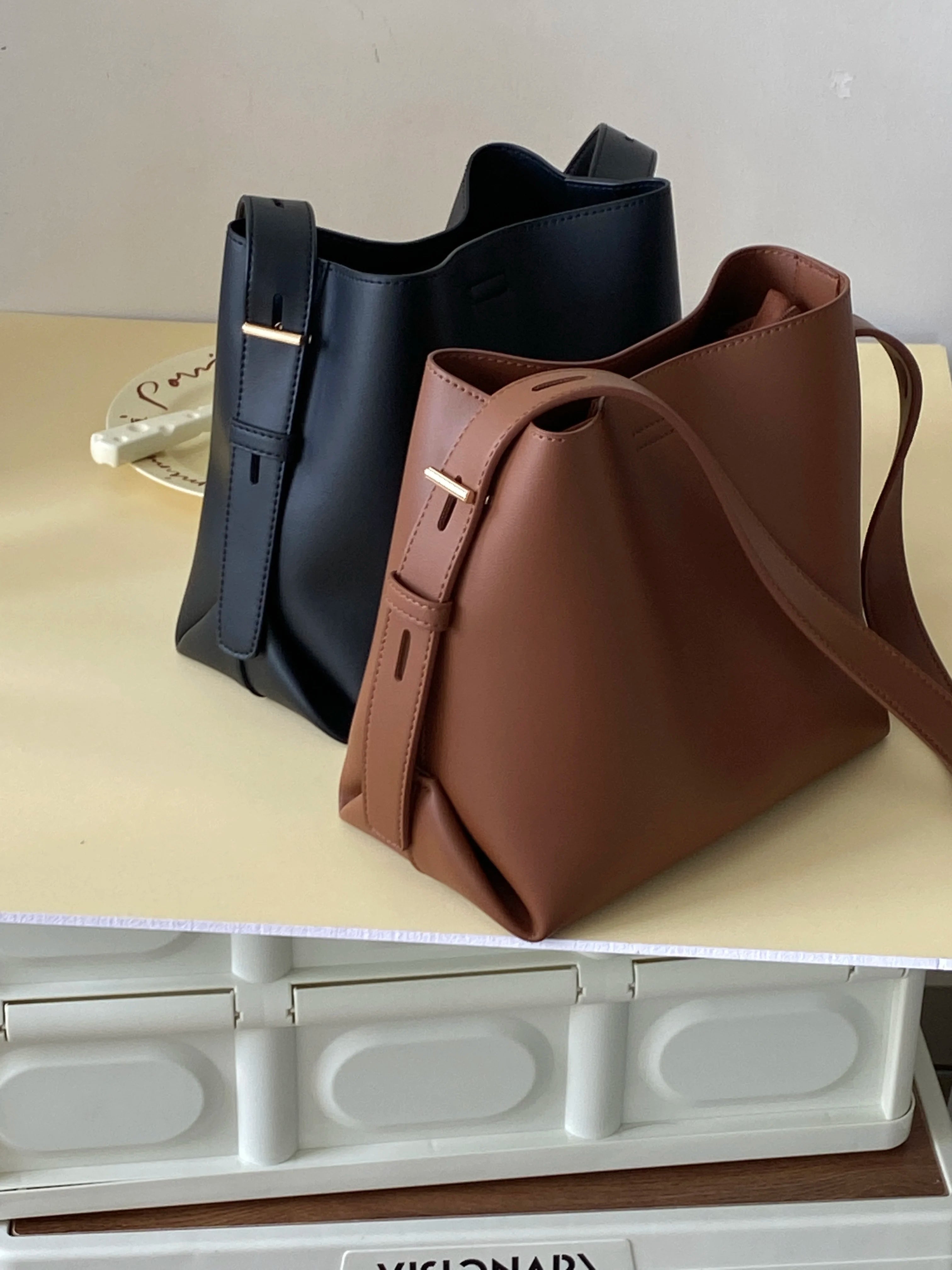 Cyflymder  Y2k Aesthetic Vintage All Match Simple Shoulder Bags Office Lady Elegant Casual Underarm Bag Solid Korean Fairy Women's Handbags
