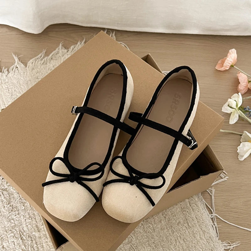 Cyflymder Bow Women Mary Jane Shoes Flats Designer Shallow Women's Sandals Fad Loafers Shoes Elegant Summer Dress New Mujer Zapatos