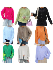 Cyflymder  Stylish Women s Knit Cardigan with Long Sleeves and Button Closure - Versatile Solid Color Loose Fit Sweater for Fashionistas