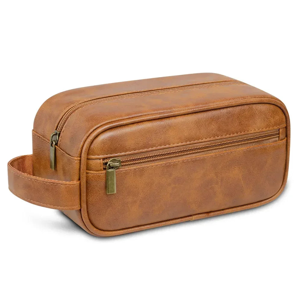 Cyflymder  Men's Business Trip Pu Toiletries Hand-held Makeup Bags Toiletries Storage Bag Makeup Storage Wash Bag