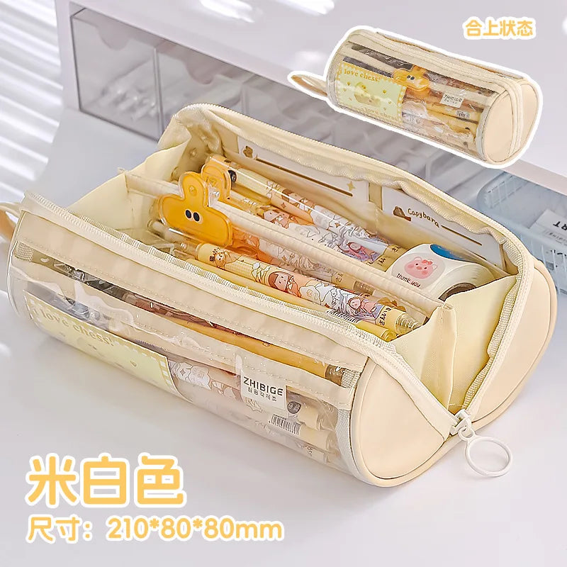 Cyflymder  1 Piece Creative Style Simplicity Pencil Case Cute Candy Color Series Pencil Pouch High Capacity Transparent Stationery Bag
