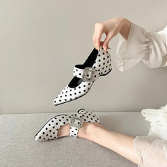 Cyflymder  Fashion Dot Buckle Latch Design Low Heel Shoes Women Shallow Mouth Comfort Shoes Relaxation Comfortable Women Low Heel Shoes