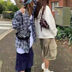 Cyflymder  Vintage Hot Girl Crossbody Bag Women Studded Punk Shoulder Bag Ladies Durable Leather Large Capacity Cylinder Bowling Bag Y2k