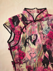 Cyflymder   Chinese Style Vintage Printing Dresses Stand Neck Harajuku Woman Bodycon Dress Y2k Aesthetic Sexy Grunge Button Vestidos
