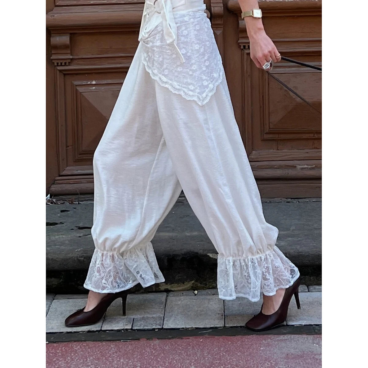 Cyflymder  Fashion Aesthetic Women's Spring Summer Lantern Pants Kawaii Lace Patchwork Leg Cuff Loose Wide Leg Trousers Streetwear