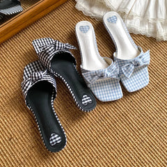Cyflymder   Sweet Women's Shoes Exquisite Square Head Flat Slippers for Woman Elegant French Style Casual Shoes Designer Shoes Zapatos Mujer