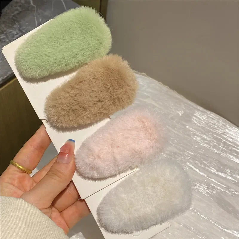 Cyflymder Winter Plush Cute Hair Clip Grasping Lamb Children's Broken Hair Pin Clip Headwear Hair Accessories for Girls  Korean Style