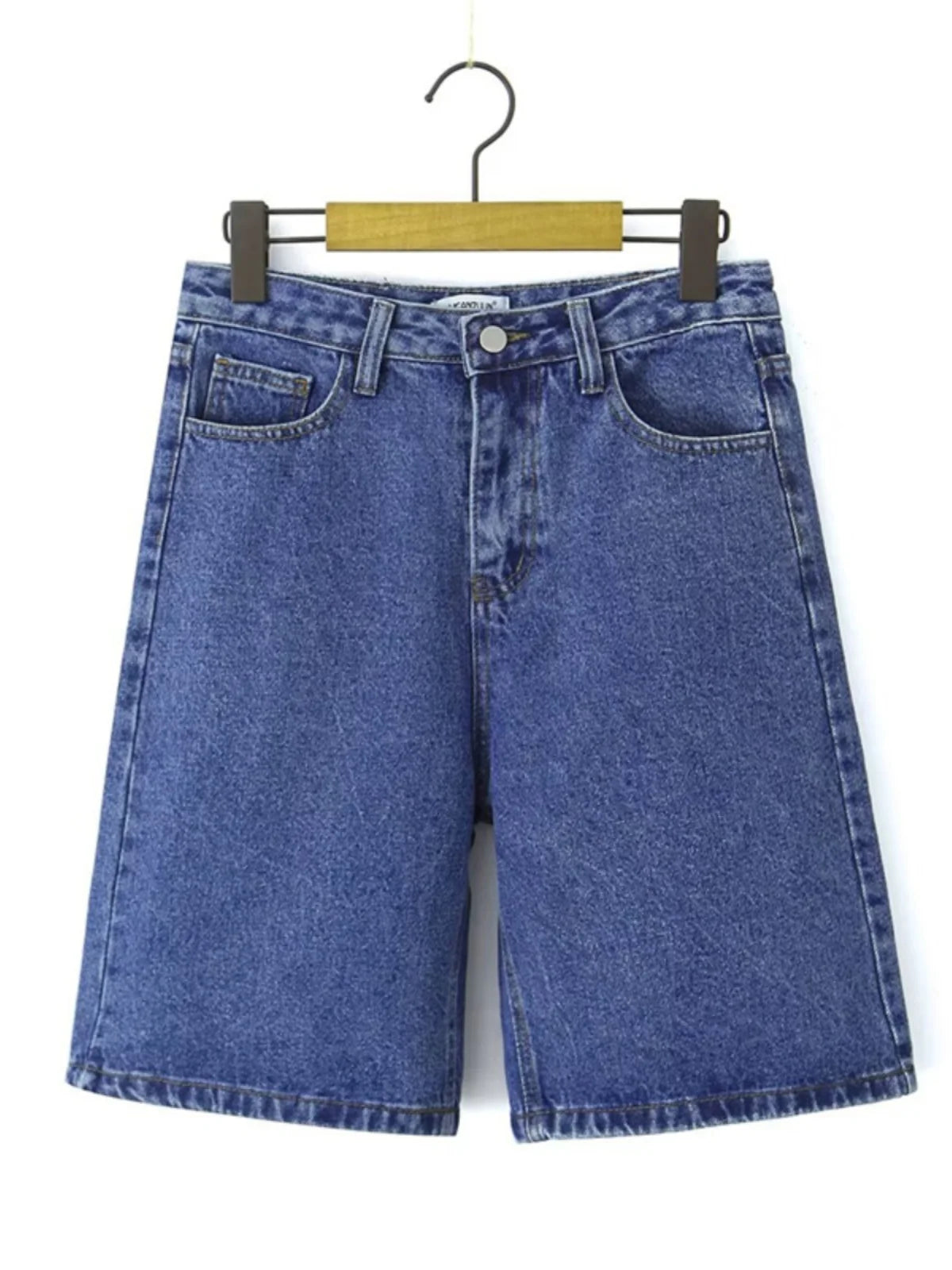 Cyflymder  High Waist Straight Leg Blue Waed Denim orts High Quali Wide Leg Five orts American Retro Deep Blue Jeans orts