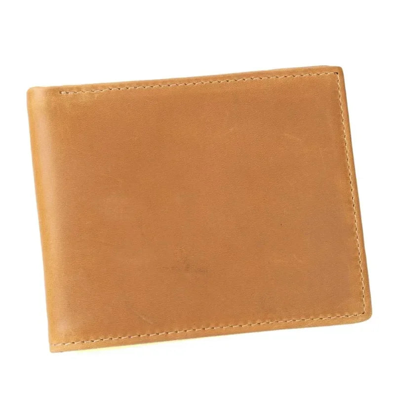 Cyflymder  Men's Wallet 100% Genuine Leather Short Wallet Vintage Cow Leather Coin Purse Casual Wallets Purse Card Holders