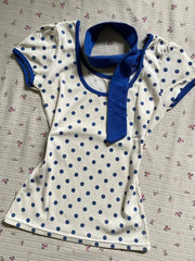Cyflymder  Vintage Polka Dot T-shirt Y2k 2000s Slim Crop Top Woman Clothes Punk Hot Sweet O-Neck Aesthetics Harajuku Elegant Summer Fashion