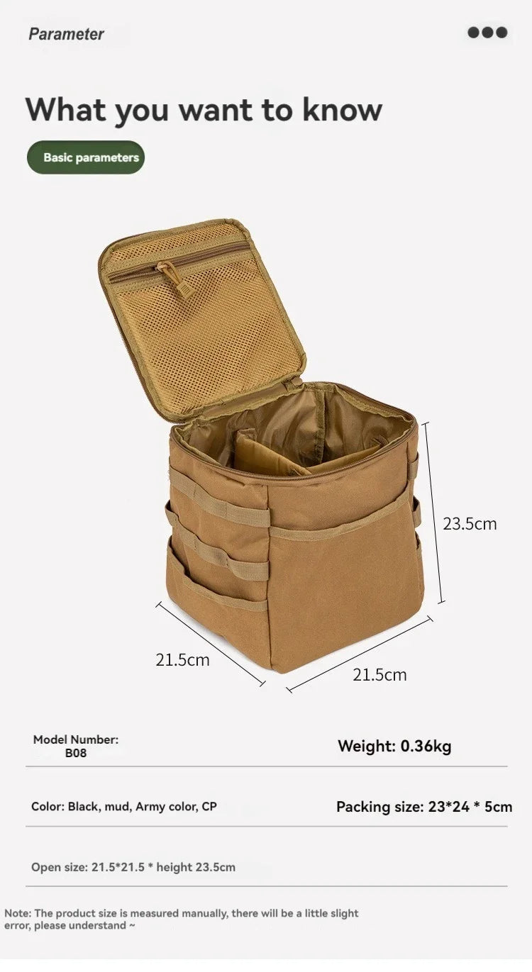 Cyflymder  Outdoor Camping Storage Bag Large Capacity Ground Nail Tool Gas Canister Picnic Cookware Utensils Kit Bag Outdoor Bag For Man