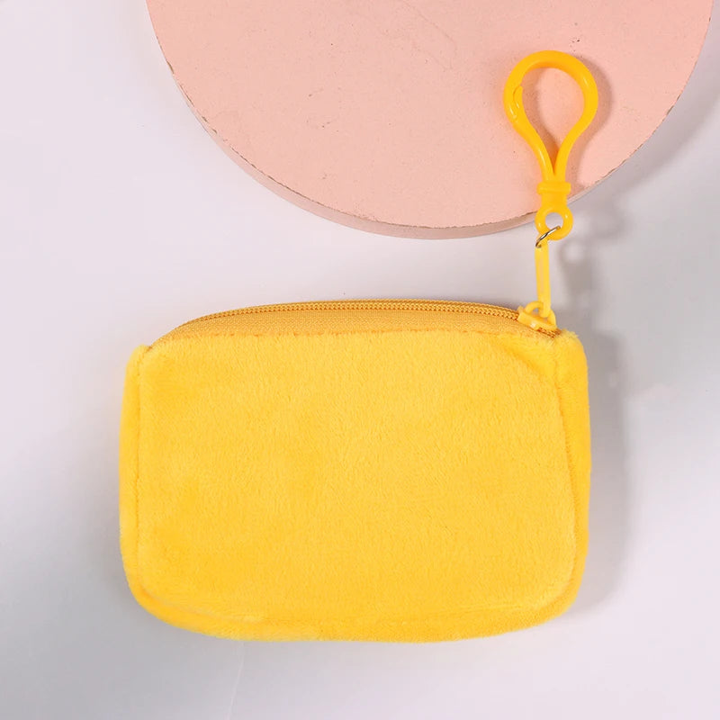 Cyflymder Solid Plush Coin Purse Women's Cute Wallet ID Card Bag Keychain Minimalist Coin Bag Kawaii Wallets for Women