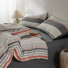 Cyflymder  Bedding Set 100% Cotton Simple Vertical stripes Duvet Cover Set  Double Queen King Size Nordic Quilt Cover Bed Sheet Pillowcases