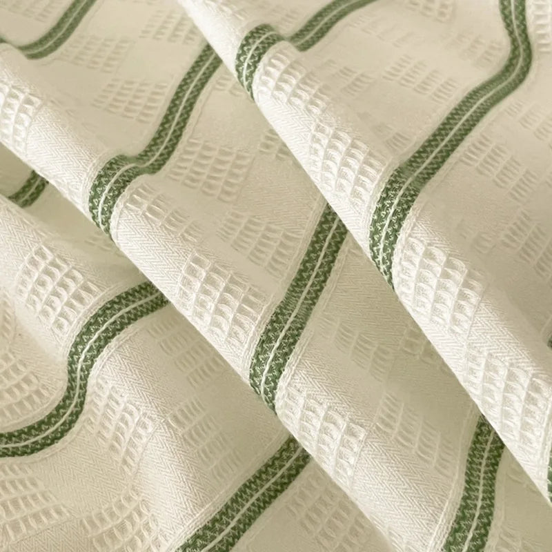 Cyflymder  60S Striped Pure Cotton Bedding Sets High-End Japanese Jacquard Quilt Cover Kit Skin-Friendly Home Textiles for Single Double