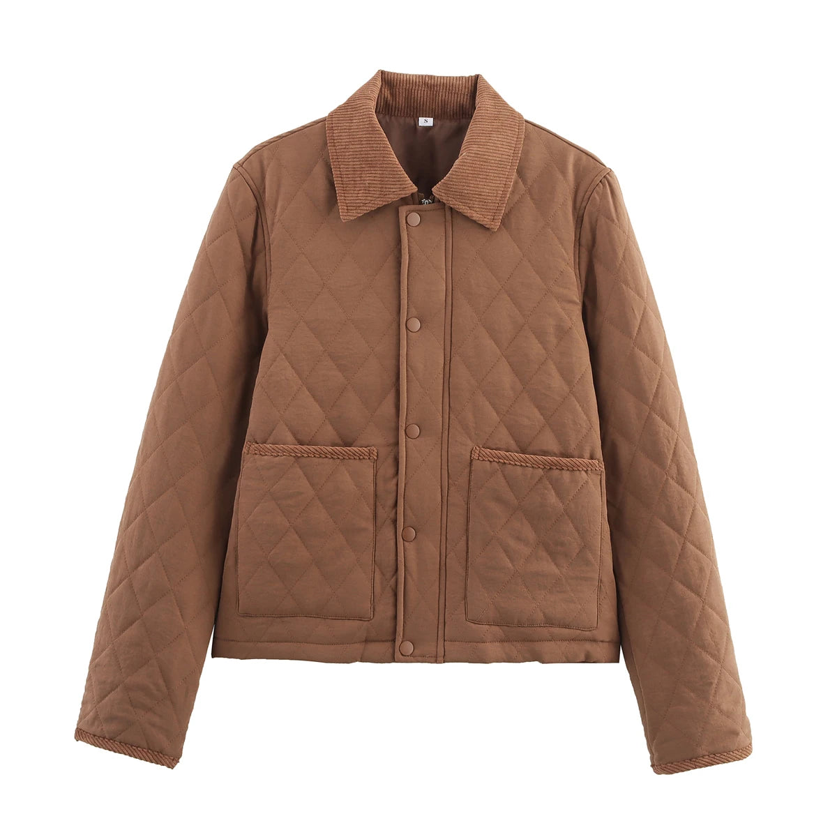 Cyflymder  Fashion Patchwork Parkas Coat For Women 2025 New Autumn Winter Casual Single-breasted Pocket Long Sleeve Loose Outwear Female