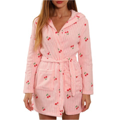 Cyflymder  Fashion Fruit Pattern Cute Pijama Autumn Winter Warm Robe Long Sleeve Home Wear Bathrobe Warmth Comfortable Nightgown for Lady