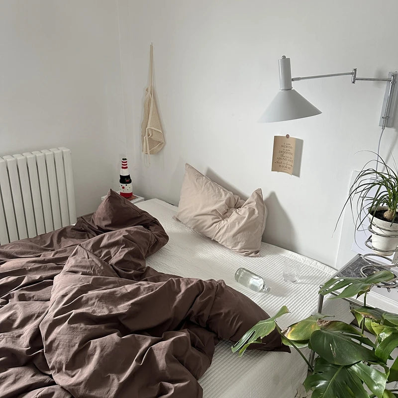 Cyflymder  ins 100% Cotton Solid Color Duvet Cover Soft housse de couette 150 200 220cm High Quality Duvet Cover King Size